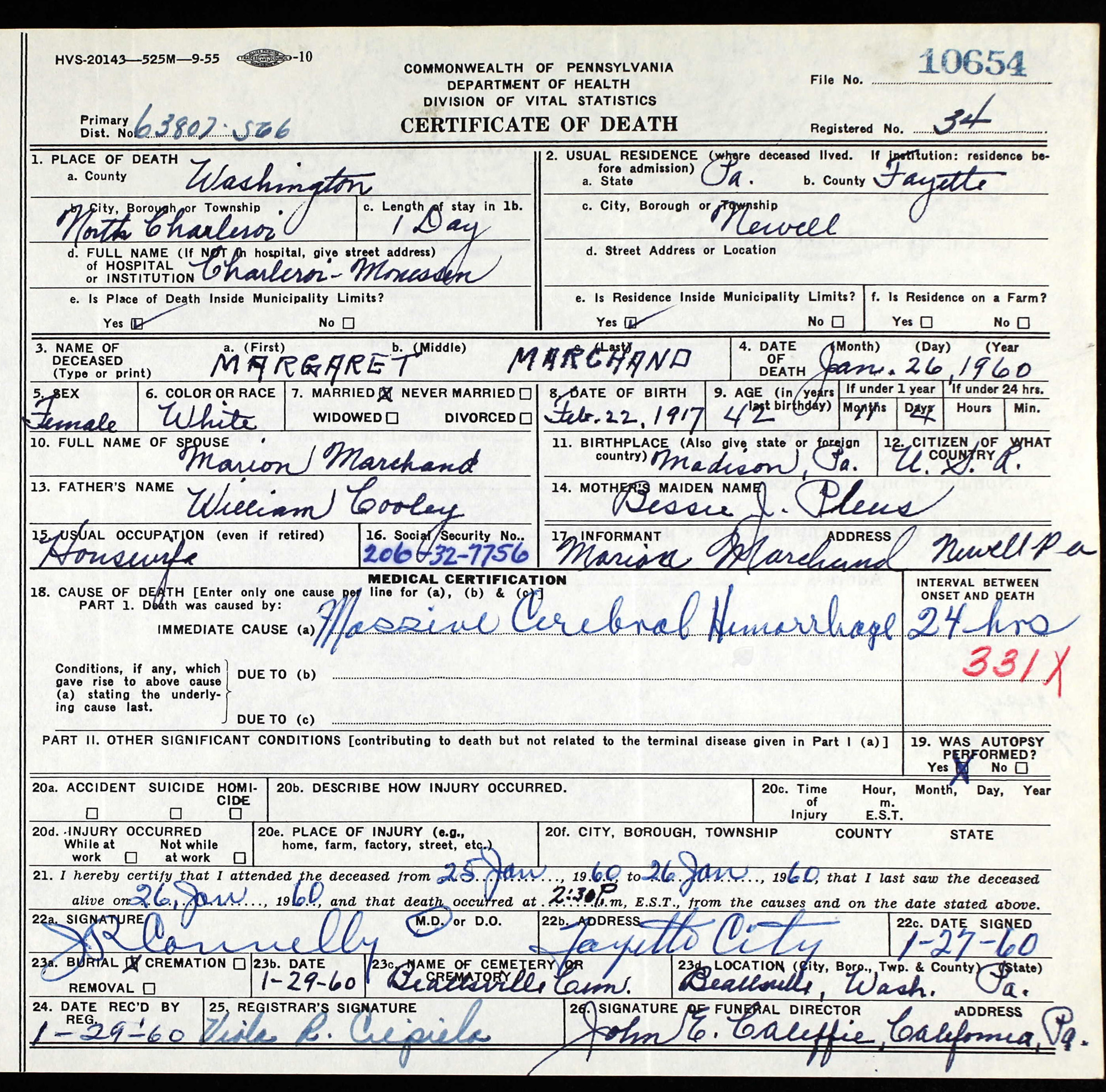 death certificate